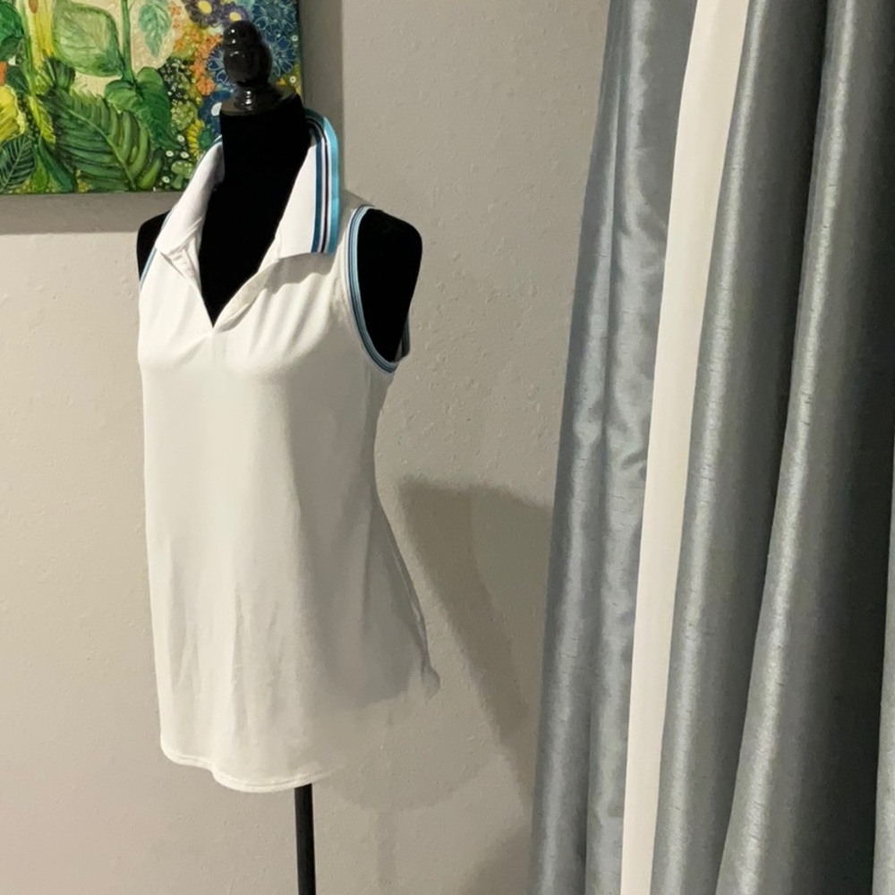 Jofit Cream Sleeveless Polo Tank Top Relaxed Fit